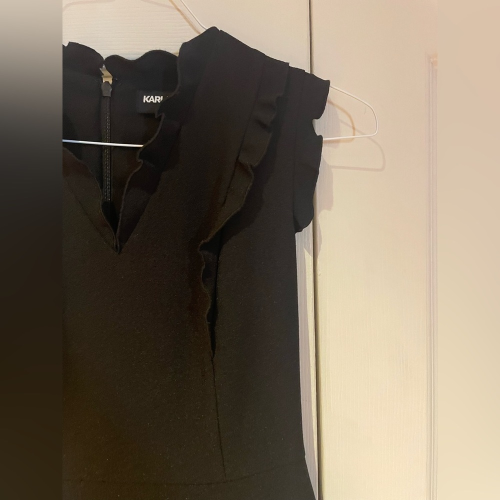 Karl Lagerfeld Little Black Dress with Ruffles Size 0 - Picture 4 of 11